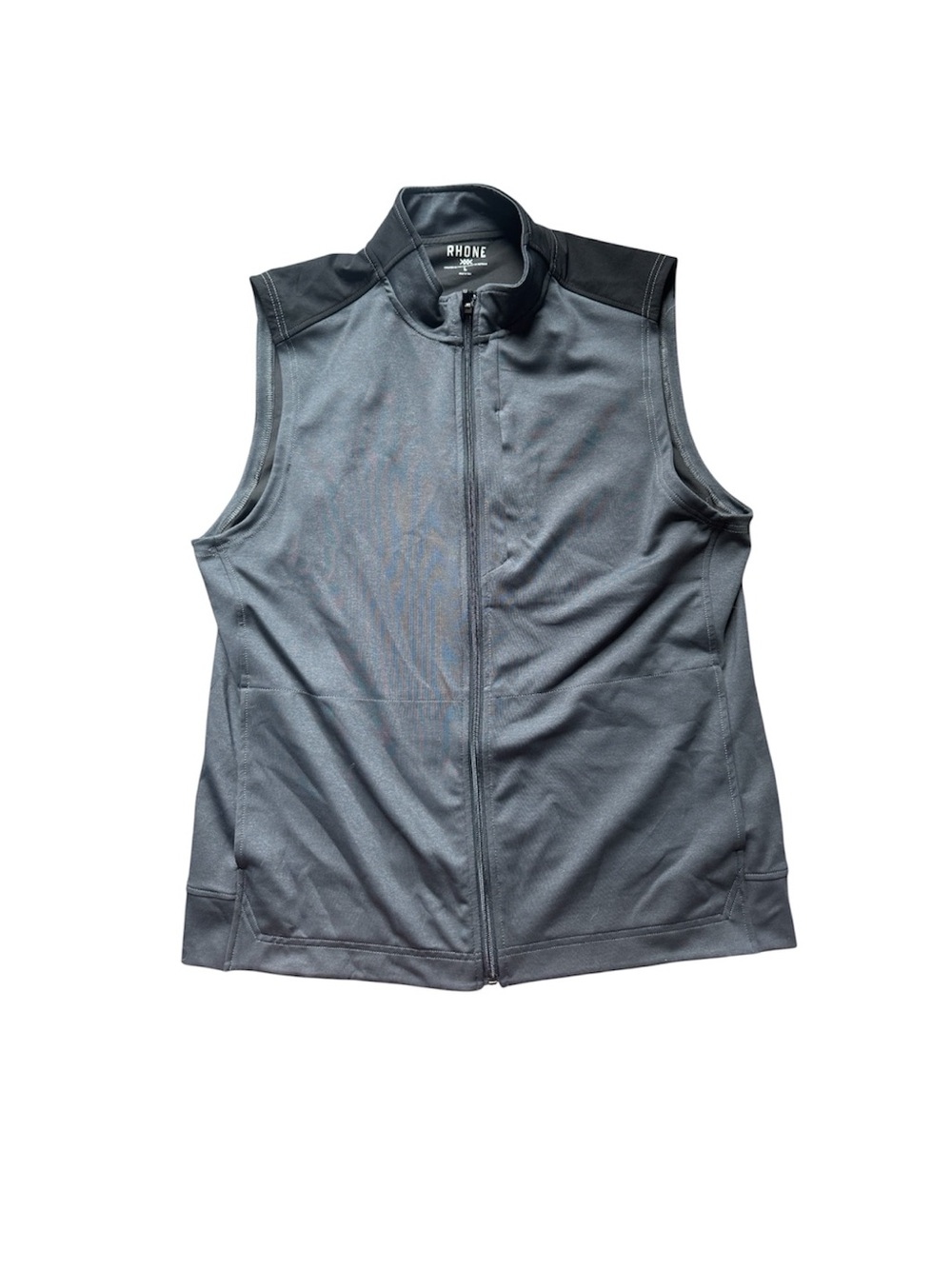 RHONE Men's Charcoal Gray Zip-Up Sleeveless Vest  L